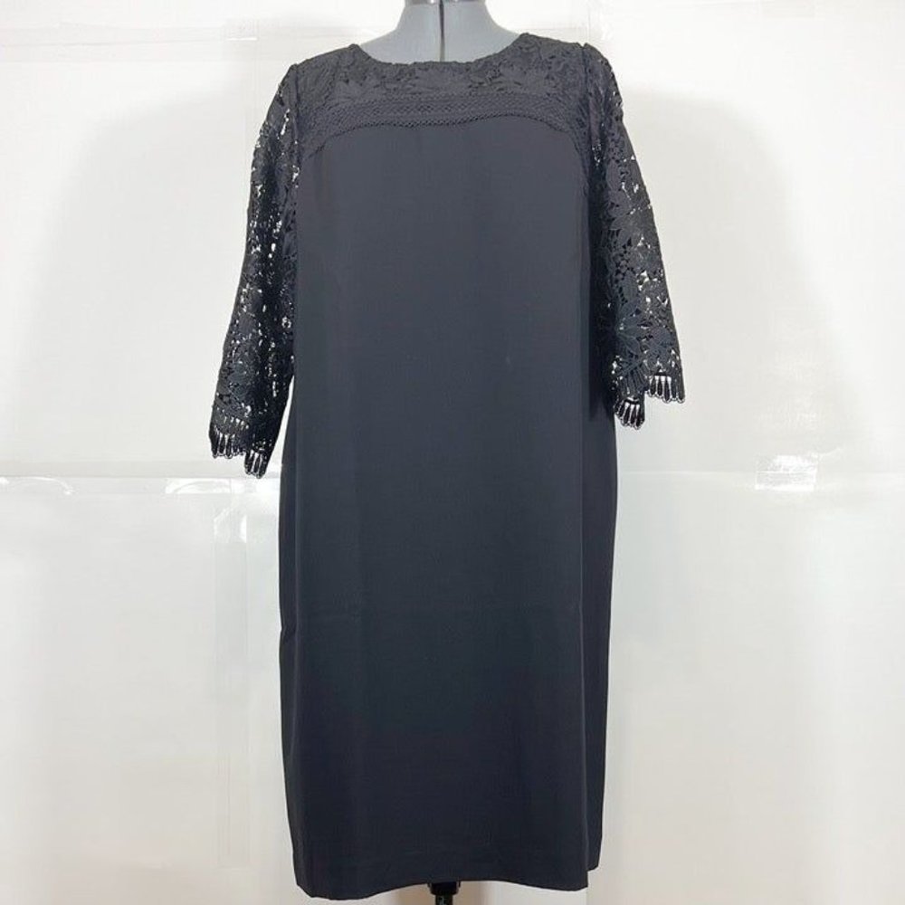 Talbots RSVP NWOT Sz 14W Illusion Floral Lace 3/4 Sleeves Dress - Picture 3 of 11